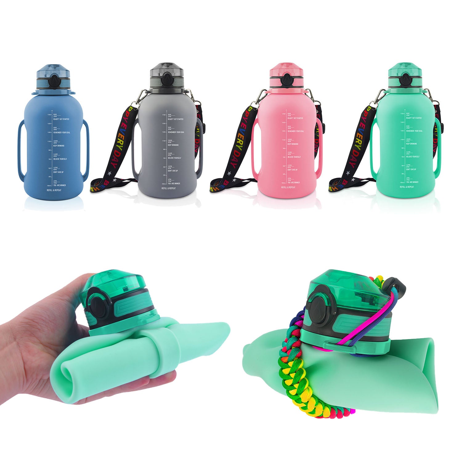 Large Capacity Water Cup Fitness Portable Roll Cup Food Grade Silicone Outdoor Sports Water Bottle 🇨🇳
