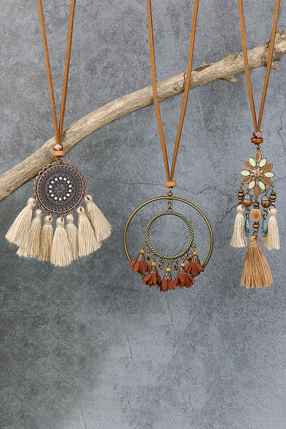 Multicolor 3pcs Bohemian Retro Tasseled Pendant Necklace 🇨🇳