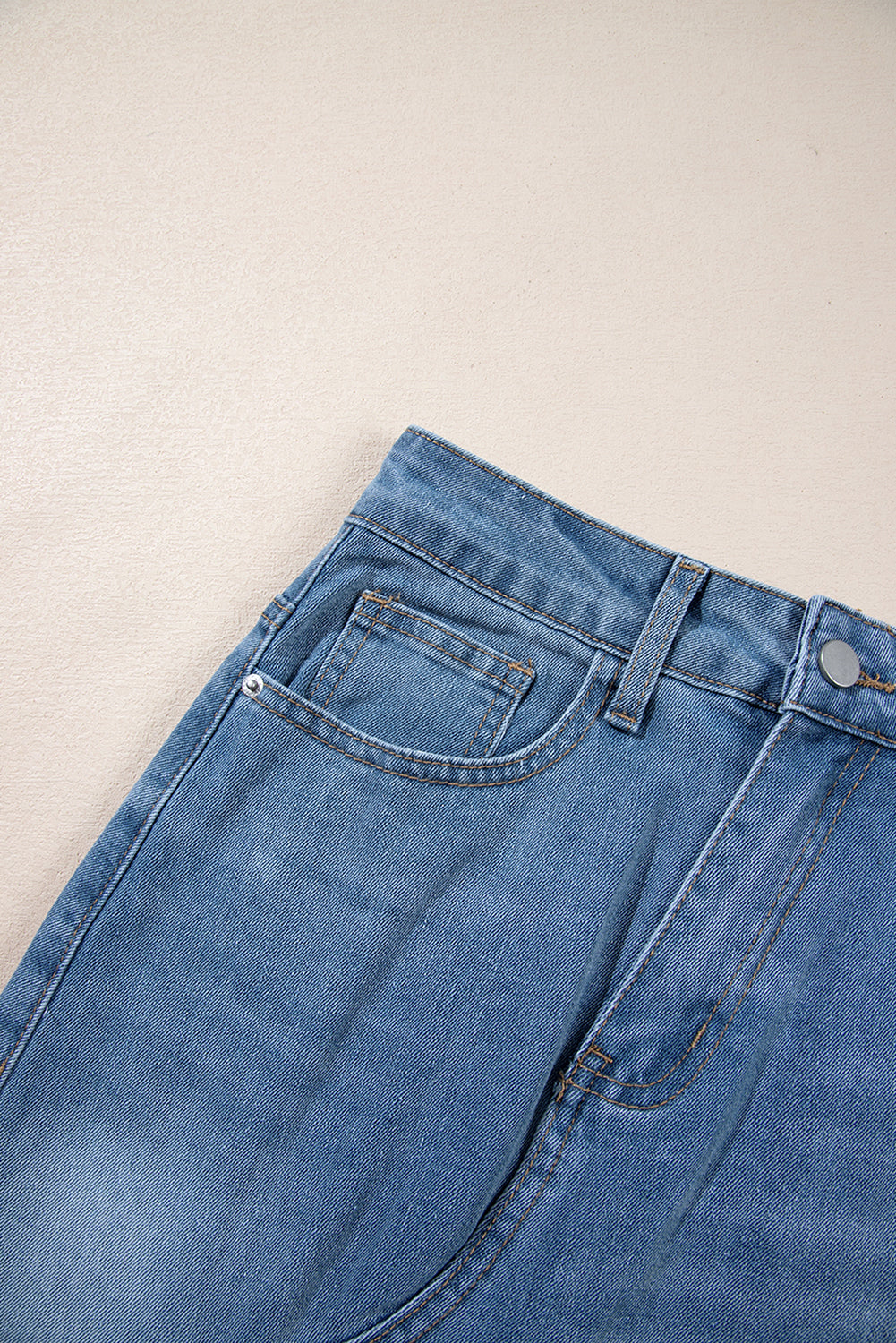 Light Blue Frayed Slit Asymmetric Denim Midi Skirt 🇺🇸