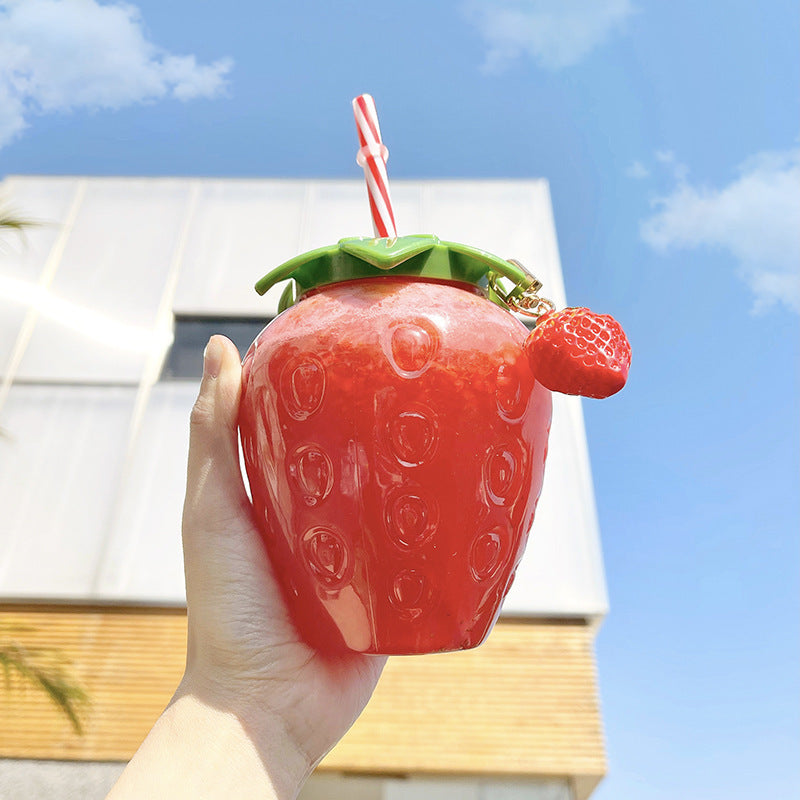 500ml Kawaii Strawberry Water Bottle Cute Straw Water Bottle 🇨🇳
