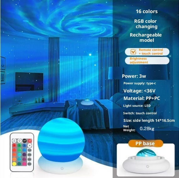 Northern Lights Projection Lamp Bedroom Star Light Remote Control Flame 🇨🇳