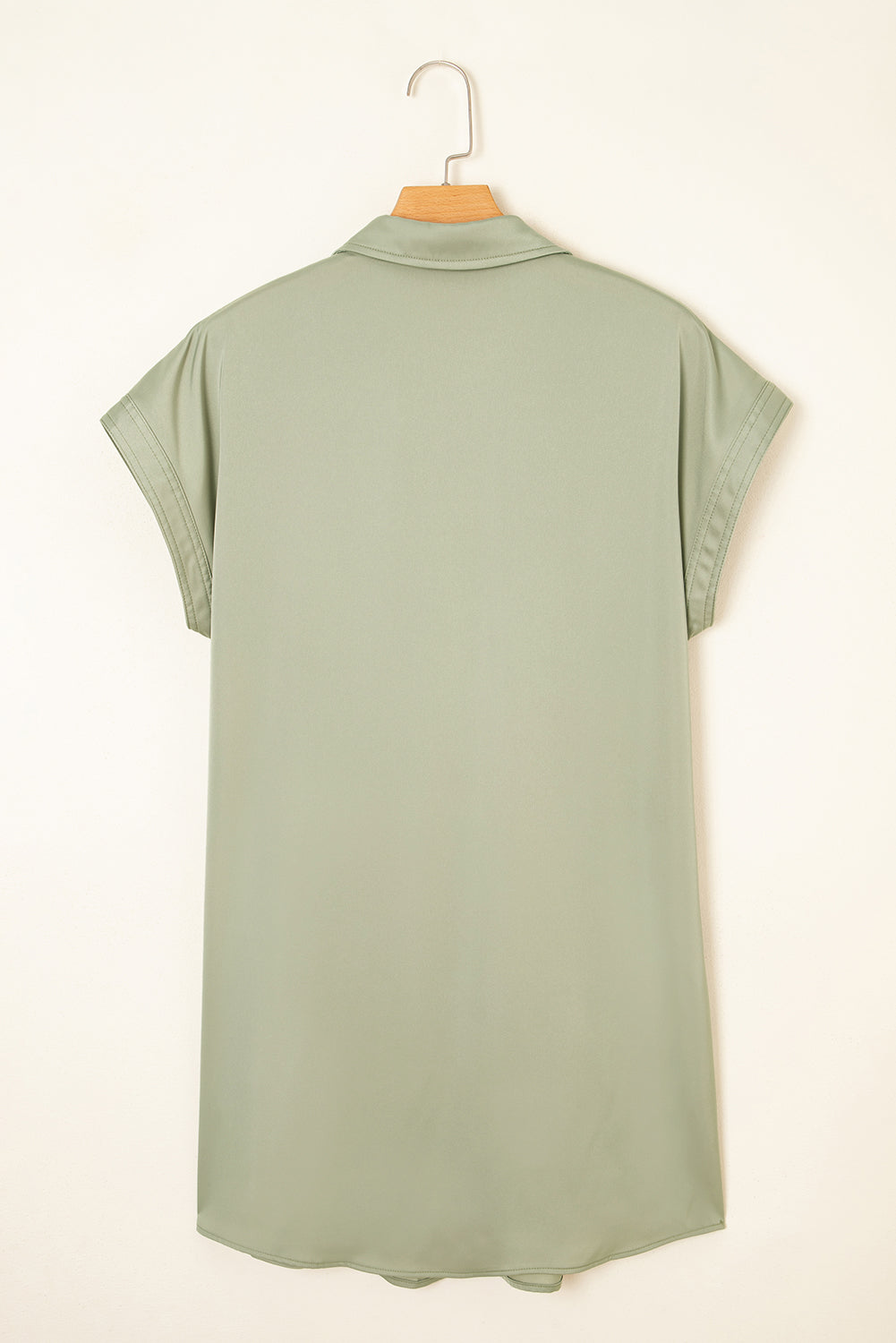 Laurel Green Buttoned Collar Shift T-shirt Mini Dress 🇨🇳