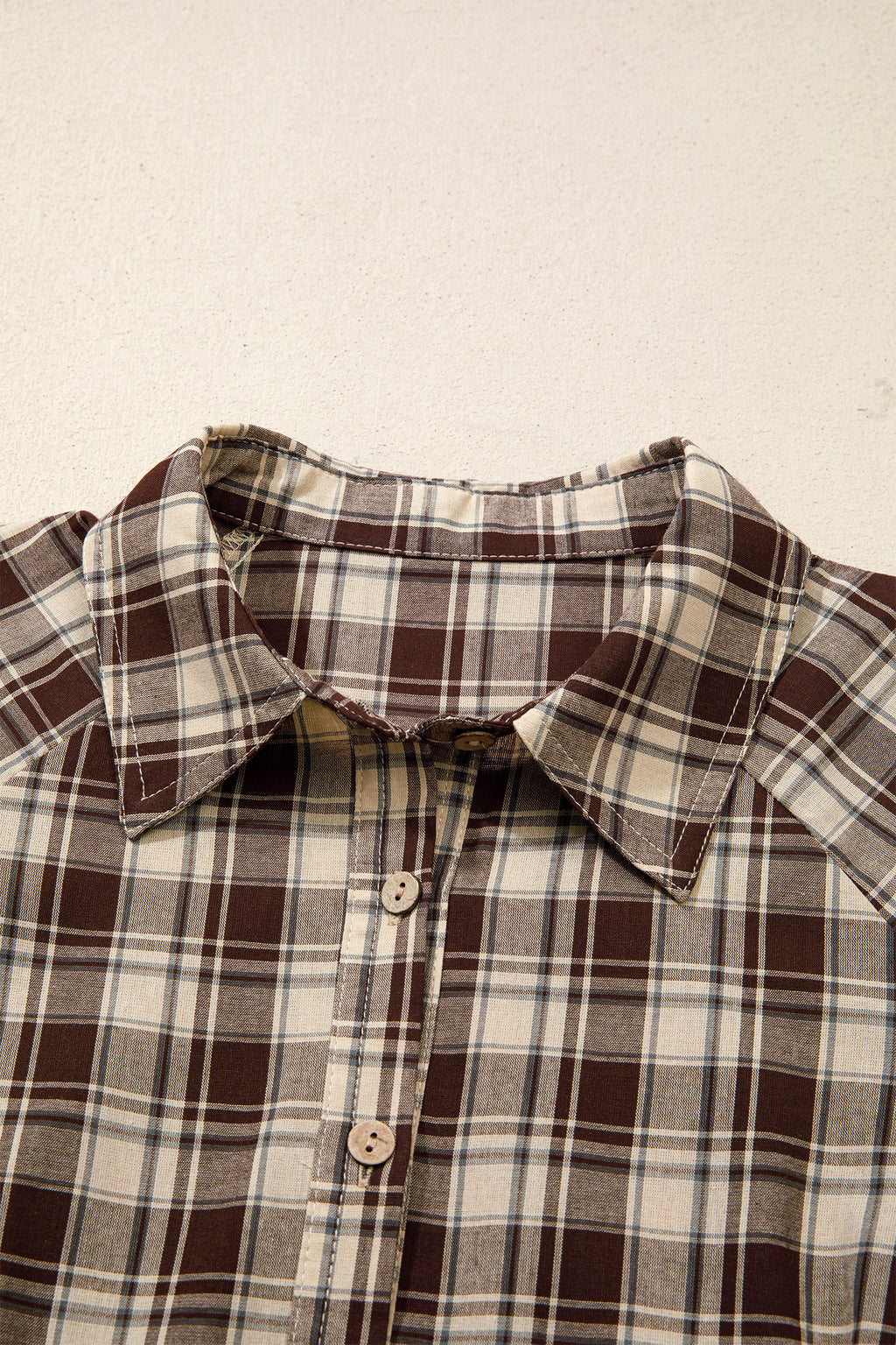 Brown Plaid Long Sleeve Short Shift Mini Dress 🇺🇸