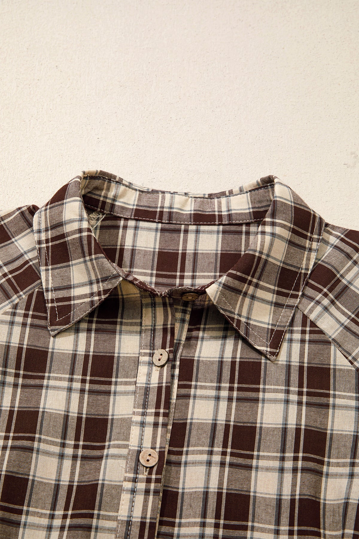 Brown Plaid Long Sleeve Short Shift Mini Dress 🇺🇸