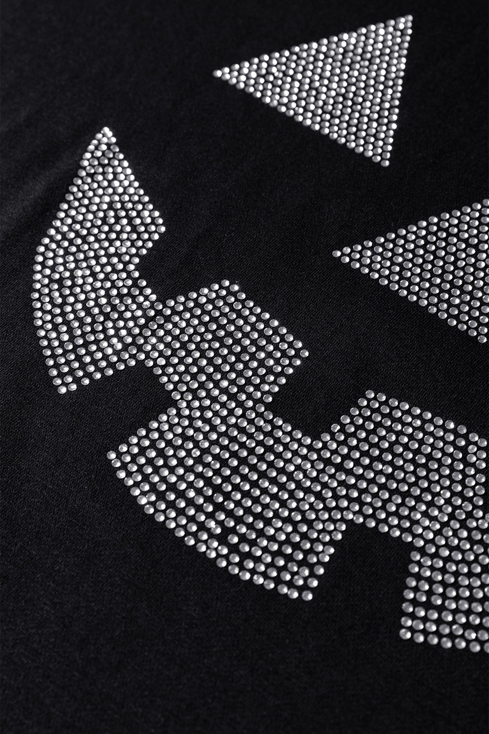 Black Halloween Rhinestone Pumpkin Face Contrast Ribbed Long Sleeve Patchwork Top 🇺🇸