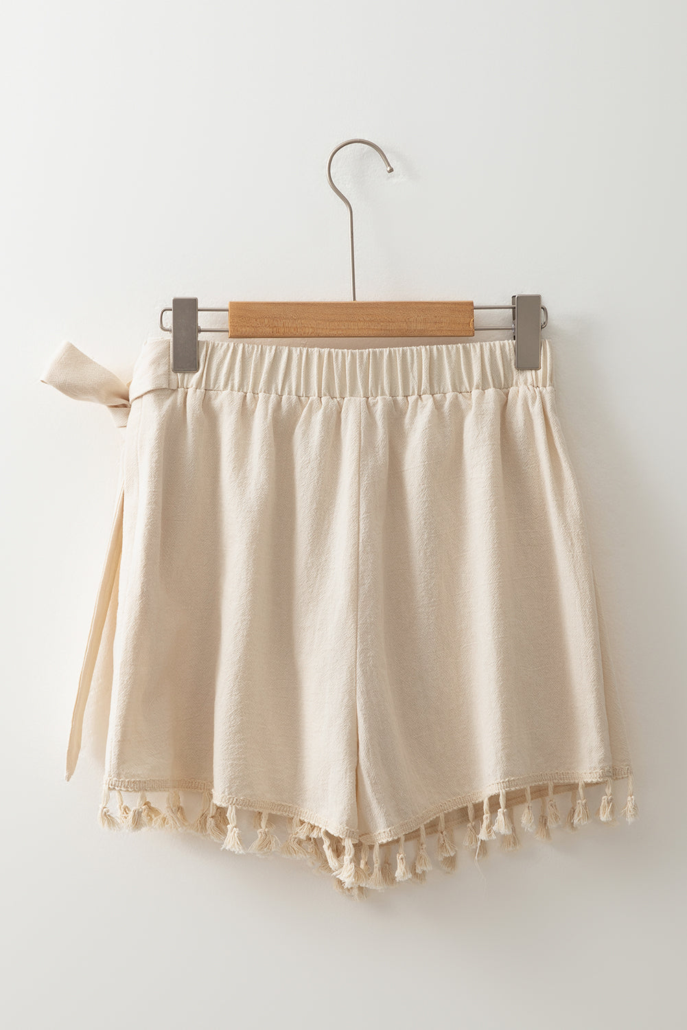 Apricot Tassel Trim Wrap Knot Side Bohemian Style Mini Skort 🇨🇳
