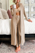 Parchment Split Long Cardigan and Skinny Pants Lounge Set 🇺🇲
