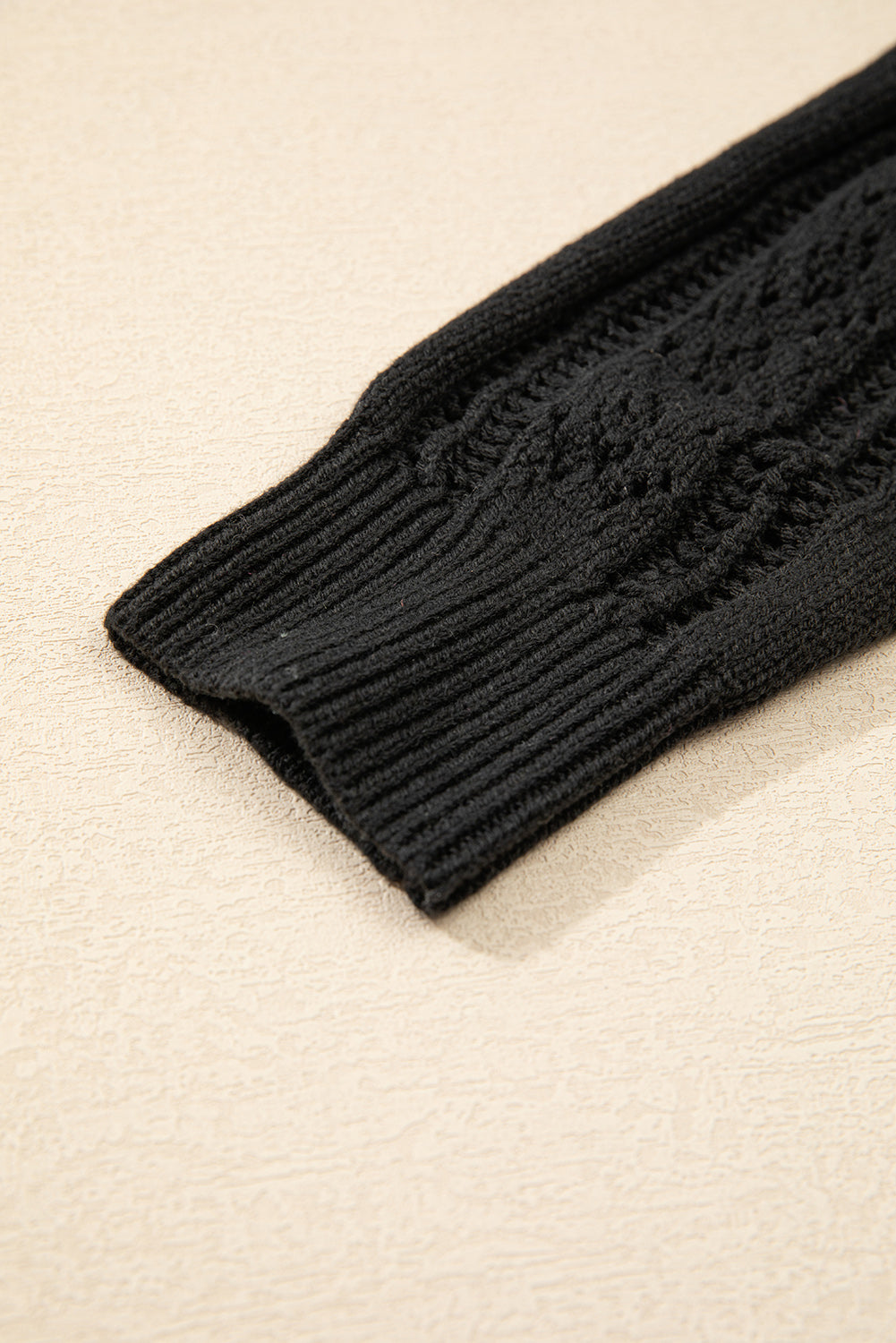 Black Open Knit Drop Shoulder Sweater Cardigan 🇨🇳