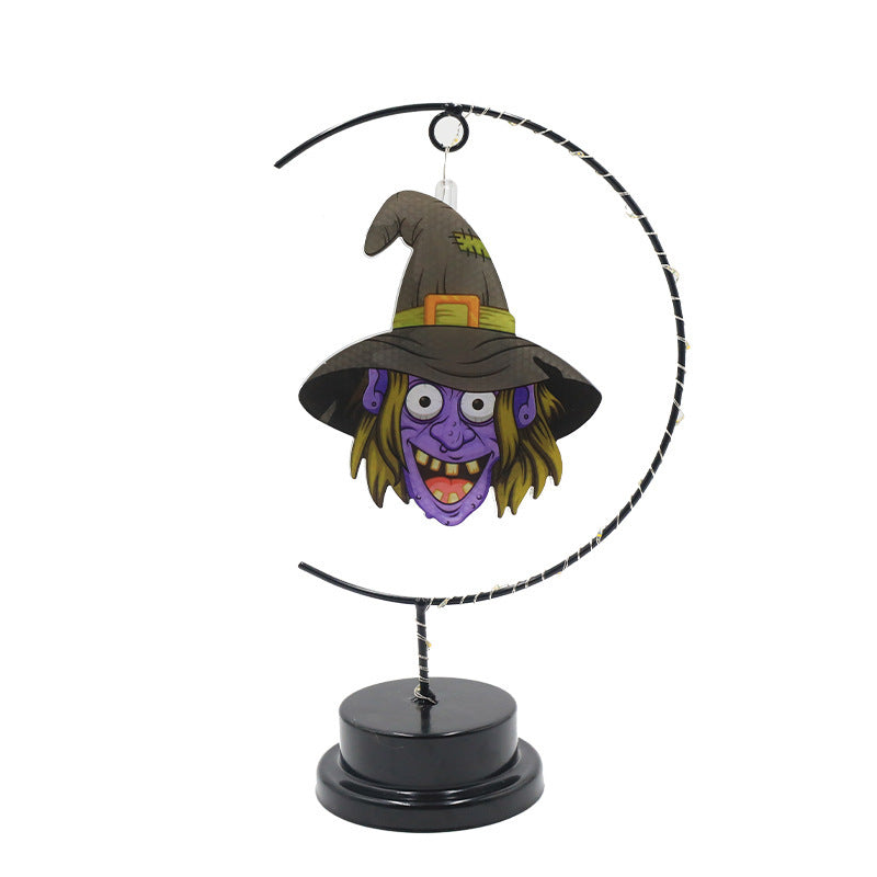 Led Halloween Wrought Iron Witch Modeling Lamp Atmosphere Decorative Lamp 🇨🇳