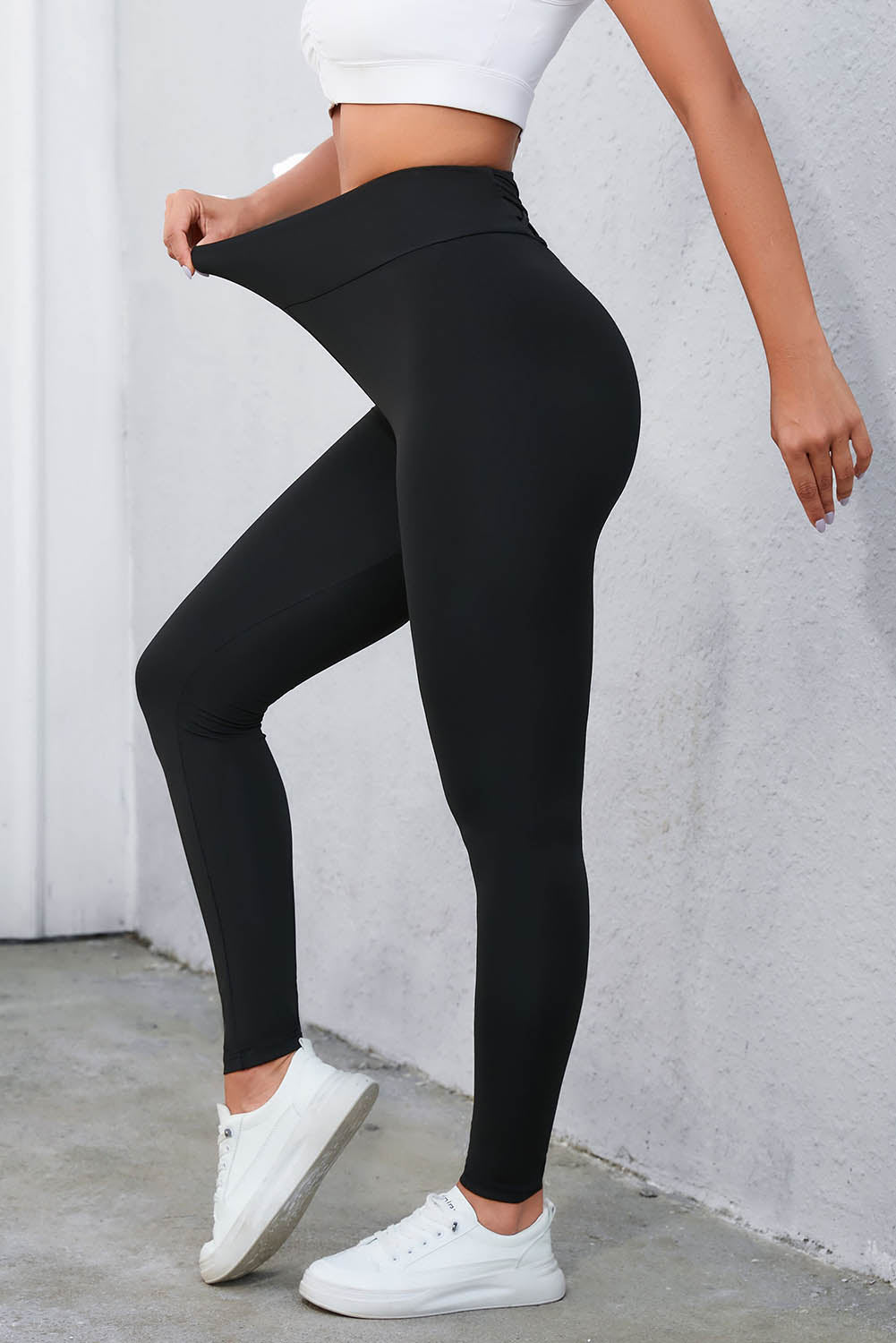 Black Criss Cross Tummy Control High Waist Leggings 🇺🇸