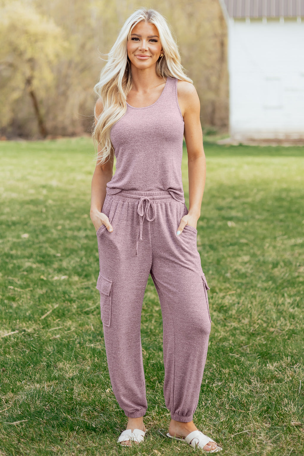 Orchid Bouquet Casual Tank Top Drawstring Jogger Pants 2pcs Outfit 🇺🇸
