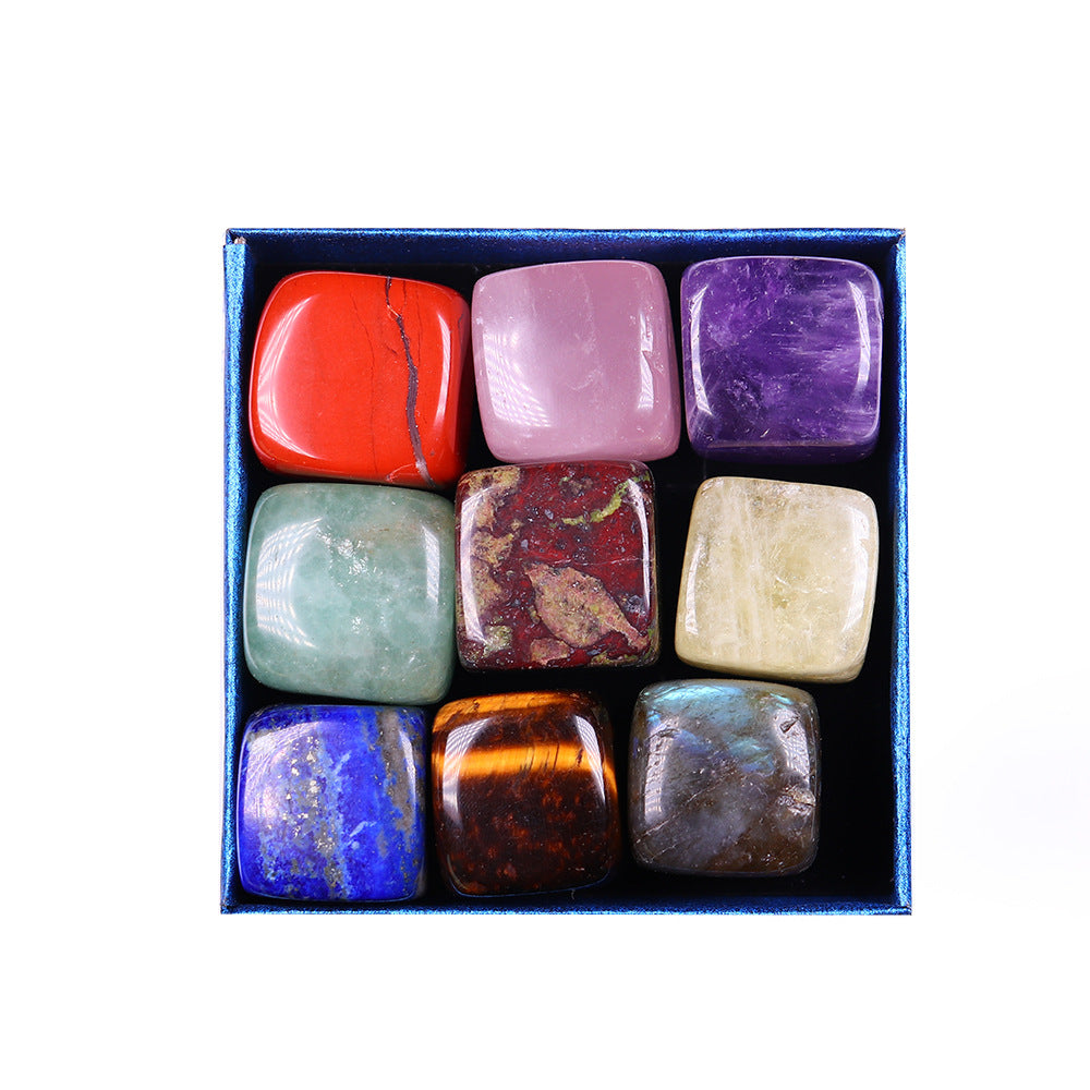 Natural Crystal Block Gravel Energy Gem Chakra Crystal 9 Gift Box 🇨🇳