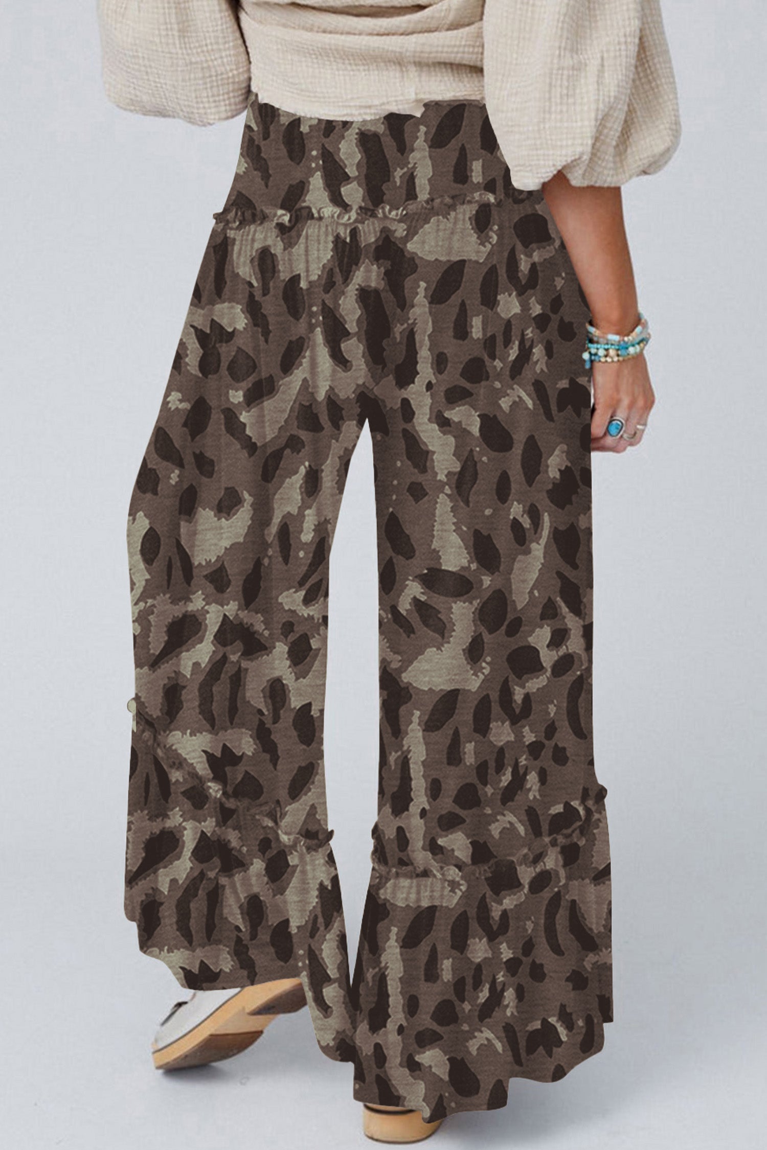 Brown Camo Print Wide Leg Casual Pants 🇺🇸
