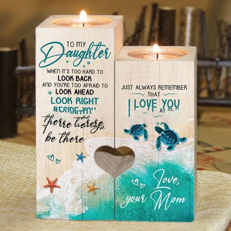 Full Lacquer Heart-shaped Candlestick Creative Wooden Ornaments 🇨🇳