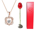 Heart Shaped Blue Purple Crystal Diamond Pendant Rose Head Necklace 🇨🇳