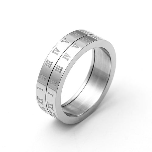 6mm Vintage Anxiety Turnable Roman Numeral Titanium Ring 🇨🇳