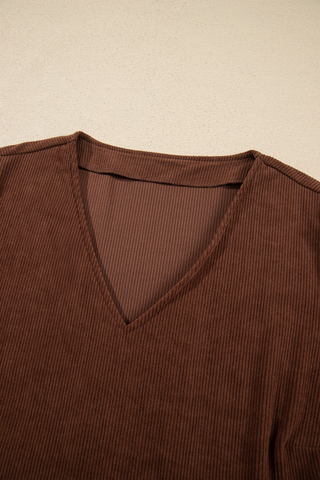 Coffee Winter Corduroy V Neck Long Sleeve Plus Size Mini Dress 🇺🇸