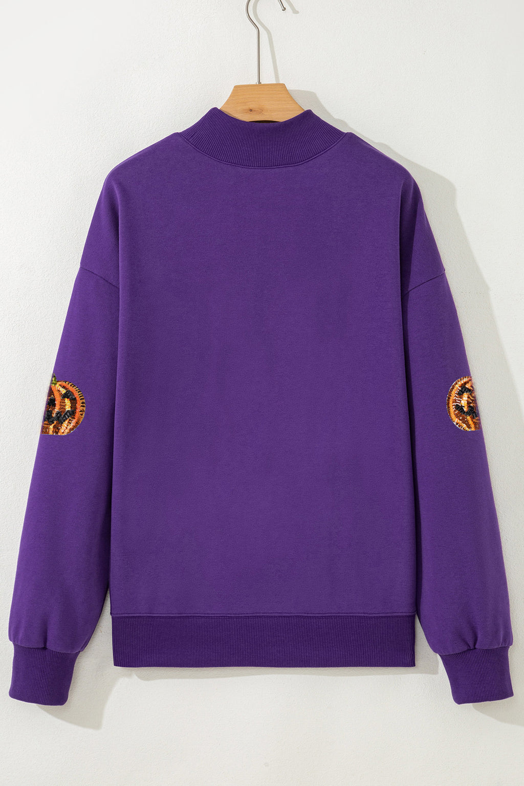 Tillandsia Purple Sequin Pumpkin Spooky Graphic Halloween Pullover Sweatshirt 🇺🇸