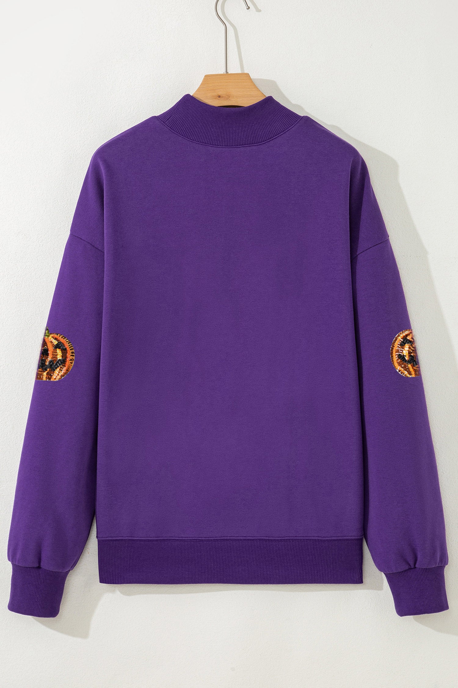 Tillandsia Purple Sequin Pumpkin Spooky Graphic Halloween Pullover Sweatshirt 🇺🇸