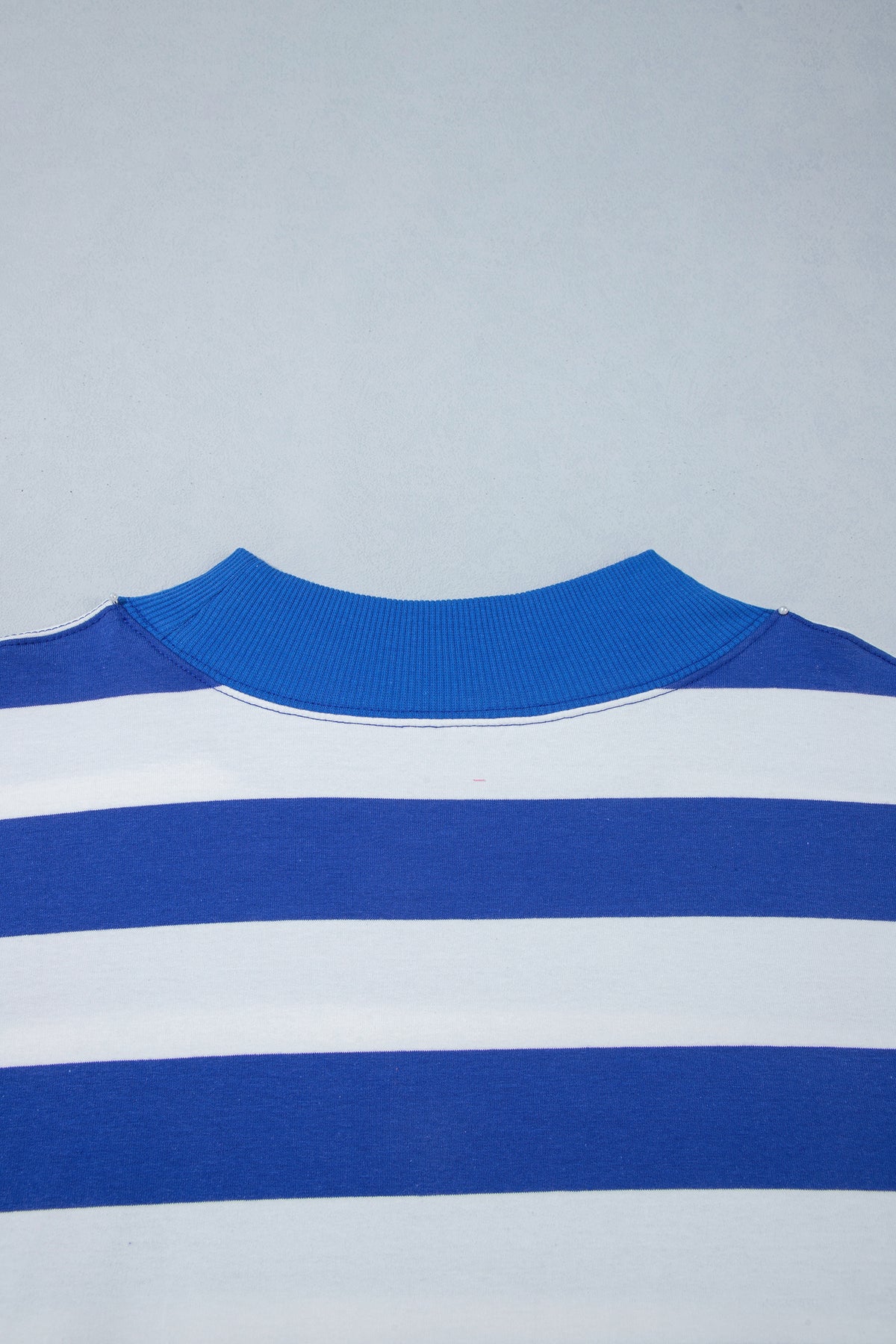 Orange Stripe Ribbed Trim Stand Neck Dropped Shoulder Plus Size Sweatshirt 🇺🇸