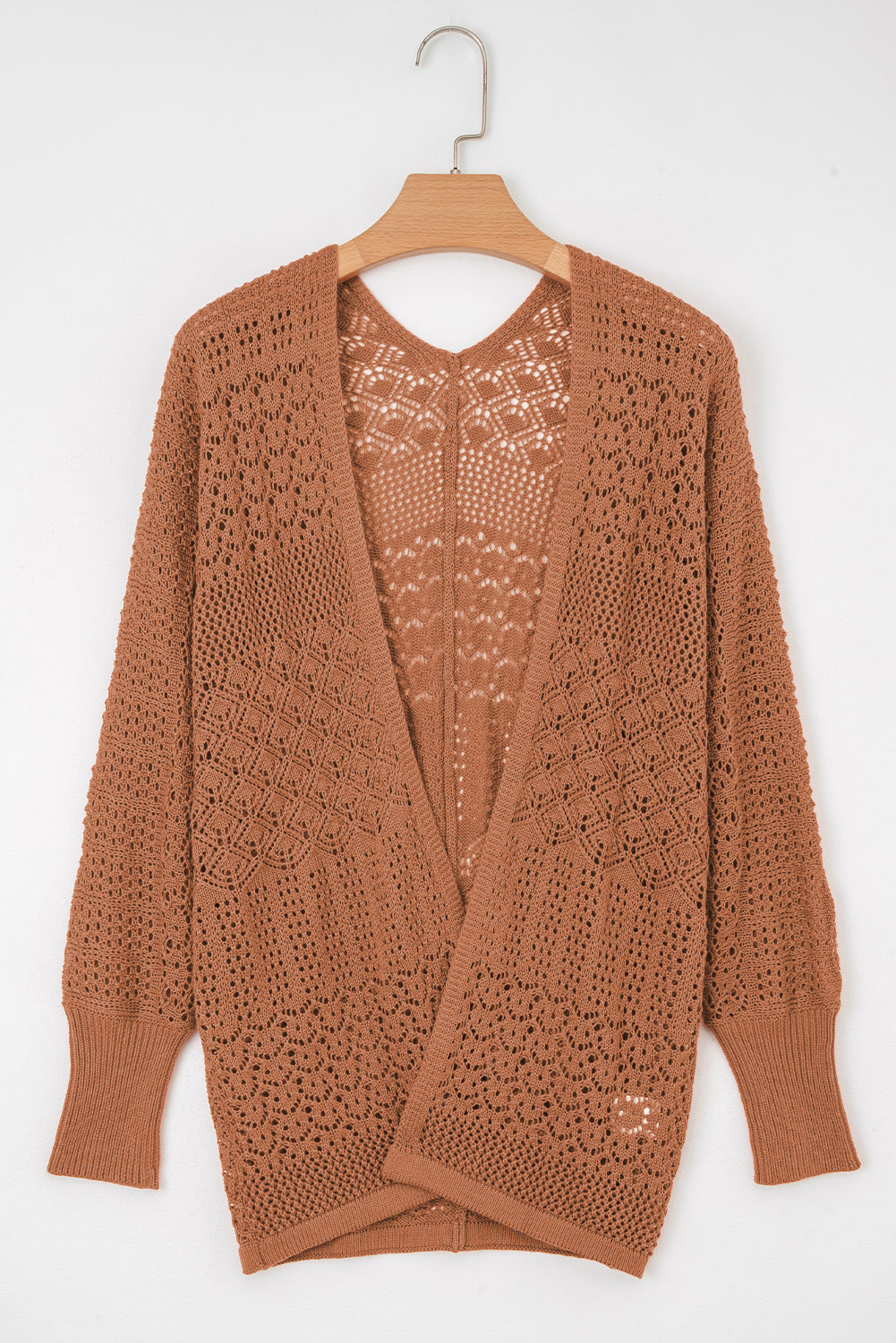 Redwood Burl Mix Pattern Hollowed Knit Open Front Cardigan 🇺🇸