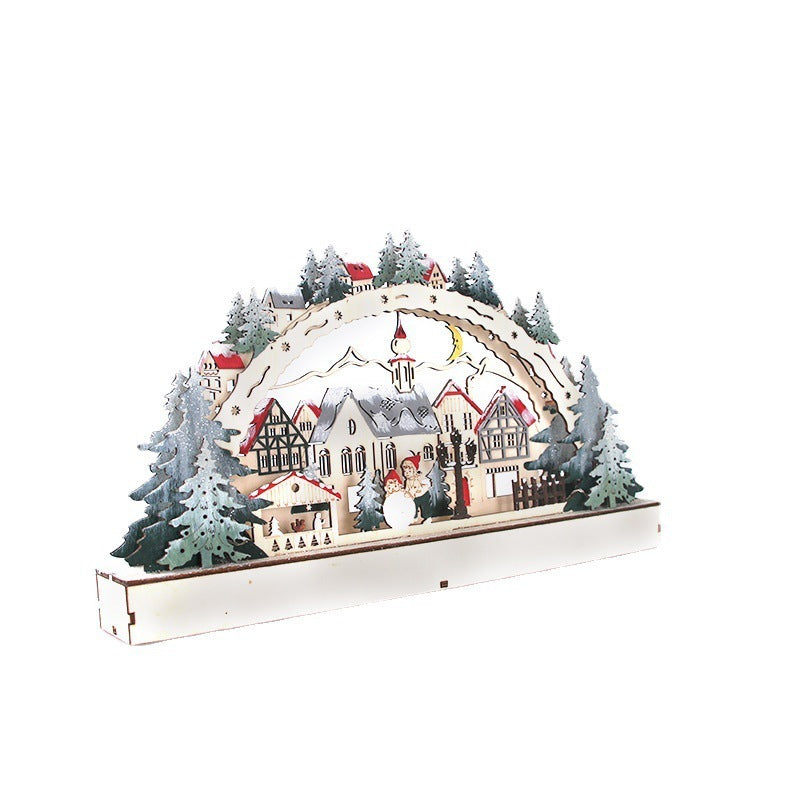 Wooden LED Luminous Christmas Village Shopping Mall Window Display Creative Gifts 🇨🇳