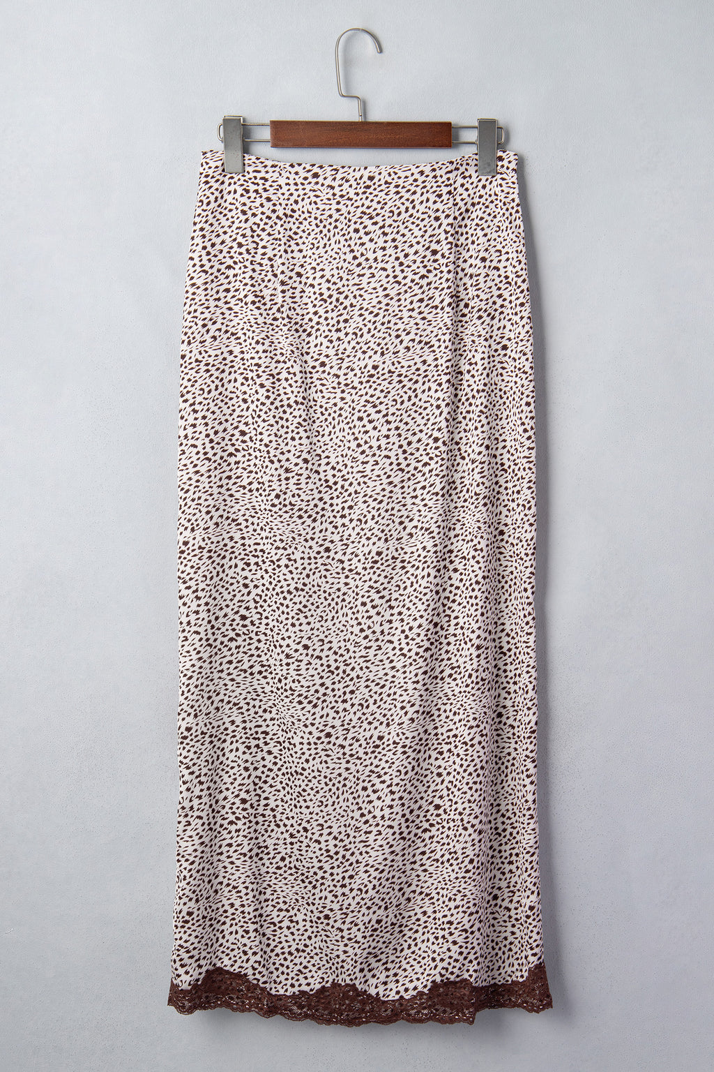 Brown Cheetah Print Trim Split Long Western Skirt 🇺🇸