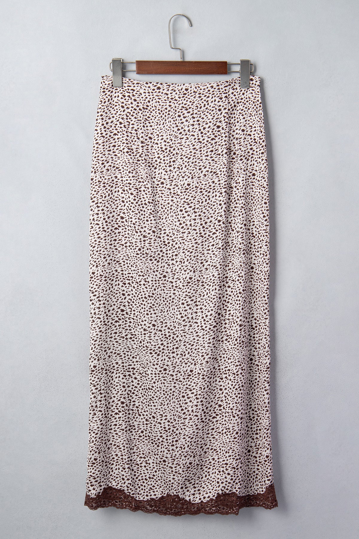 Brown Cheetah Print Trim Split Long Western Skirt 🇺🇸