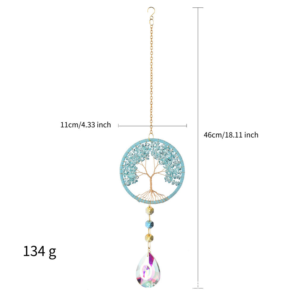Four Colors Natural Crystal Lucky Tree Sun Catcher Crystal Wind Chimes 🇨🇳