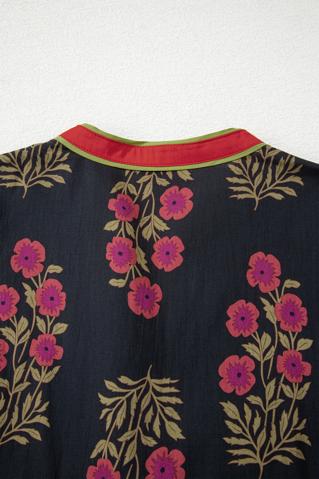 Black Retro Floral Print Button Down Belted Short Puff Sleeve Mini Dress 🇺🇸