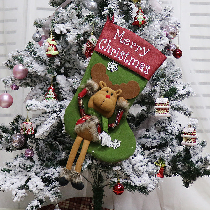 New Year Xmas Big Stockings Set Decorations Christmas 3D Plush Big Sock Christmas Tree Pendant Decorating Supplies 🇬🇧