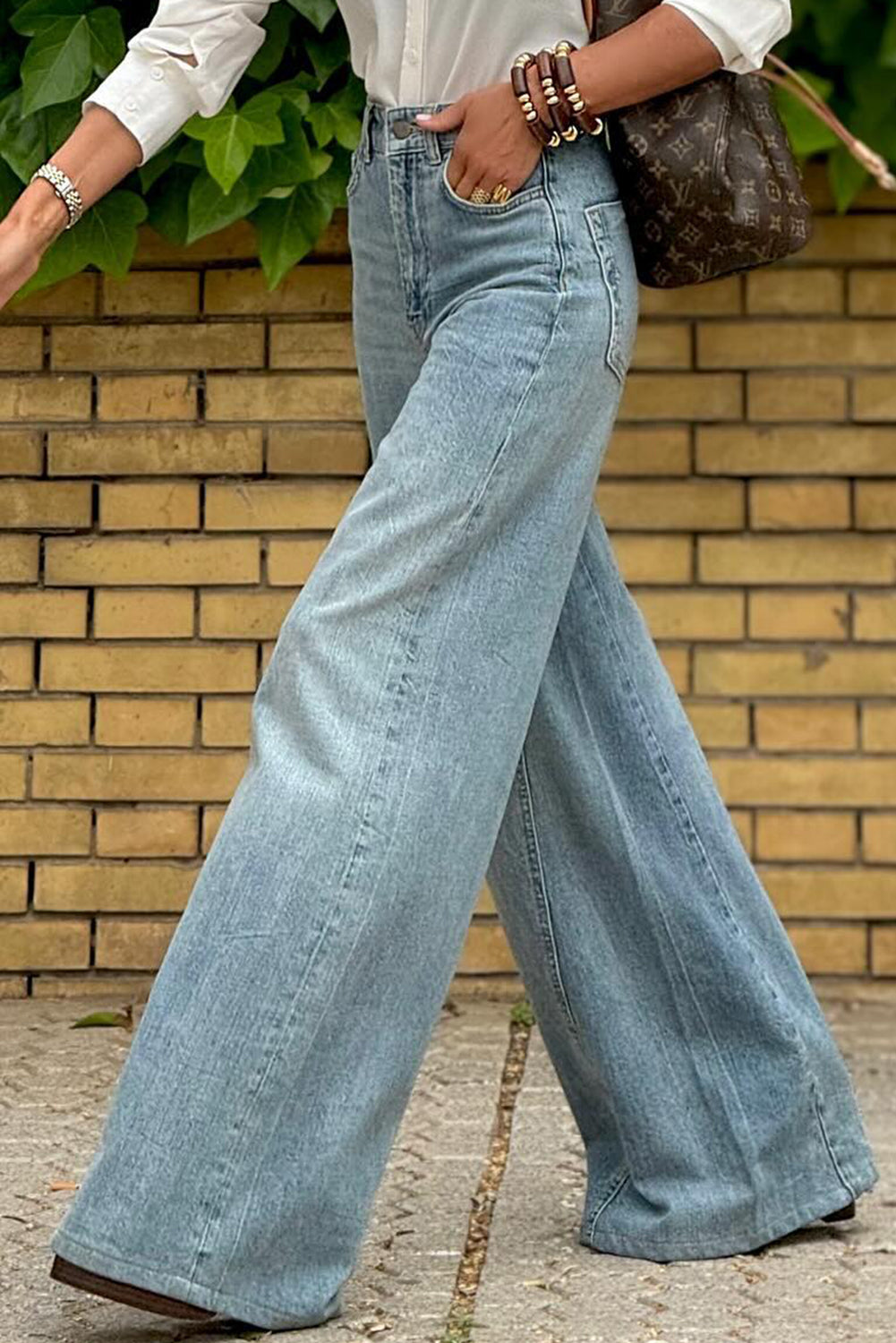 Dusk Blue Acid Wash Extra Wide Leg High Waist Long Jeans 🇨🇳