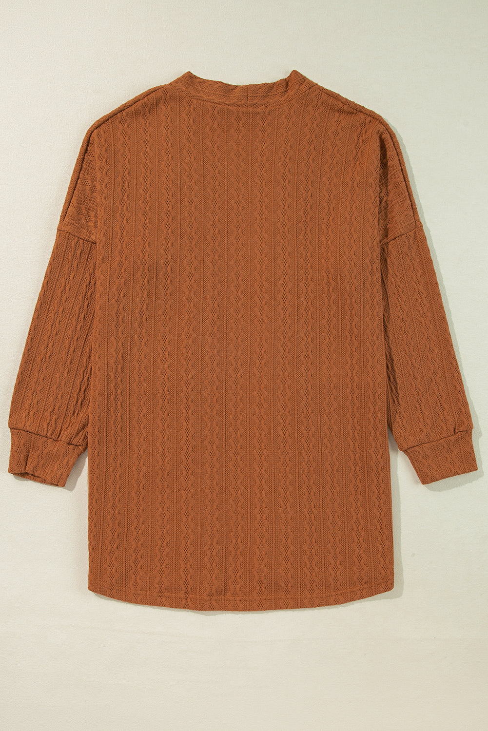 Chestnut Textured Knit Side Pockets Open Front Cardigan 🇨🇳