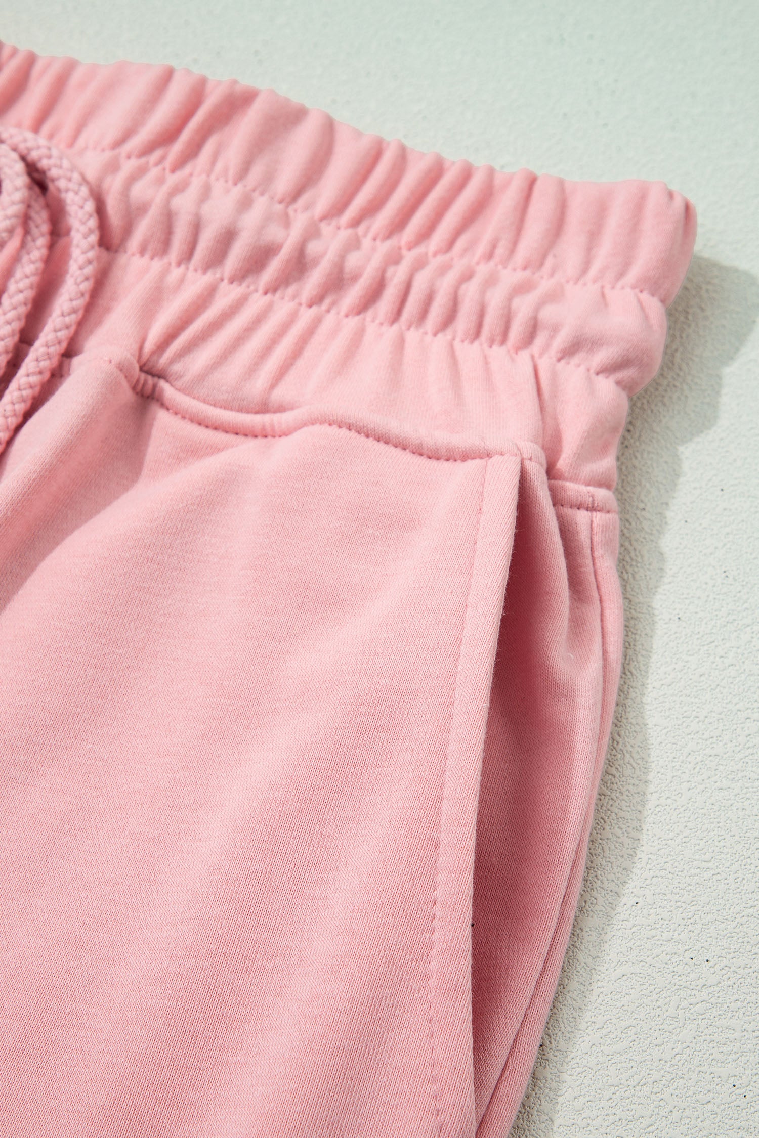 Light Pink Solid Color Loose Tee Drawstring Wide Leg Pants 2pcs Outfit 🇺🇸