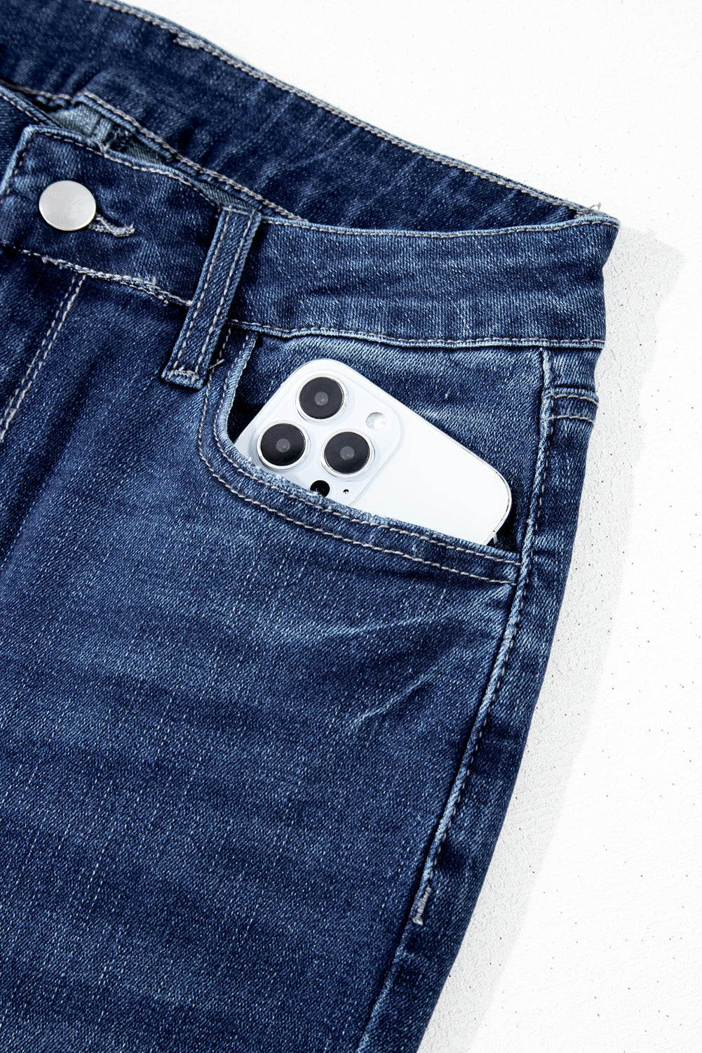 Sail Blue Mineral Wash Raw Hem High Waist Flared Jeans 🇨🇳