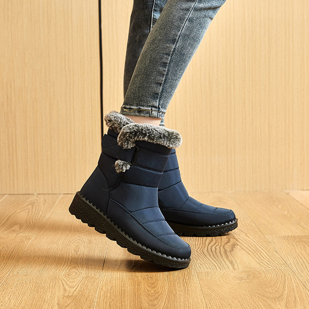 Winter Snow Boot Hook And Loop Fastener Waterproof Low Heels Platform Ankle Boots 🇨🇳