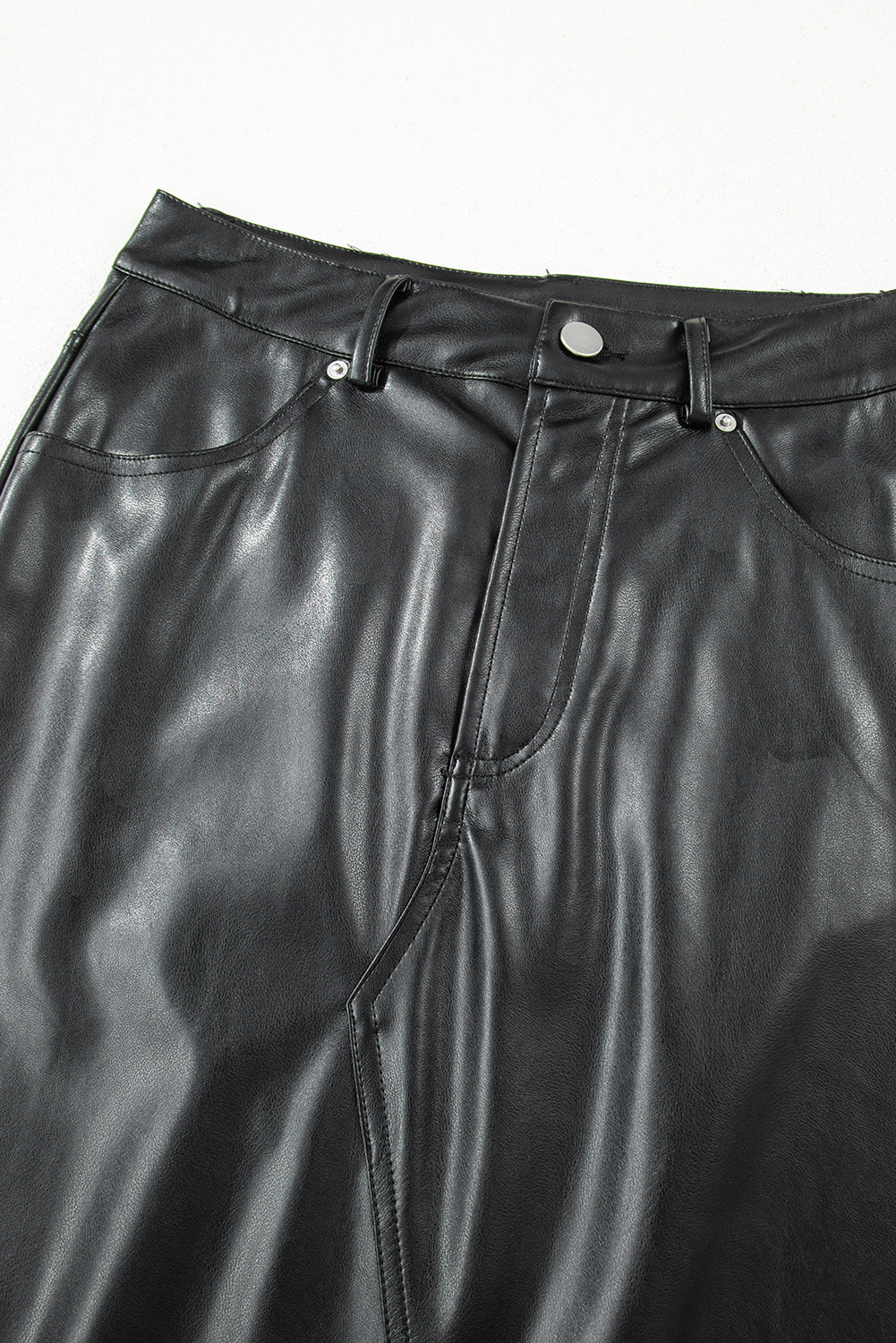 Black Faux Leather Side Slit Maxi Skirt 🇺🇸