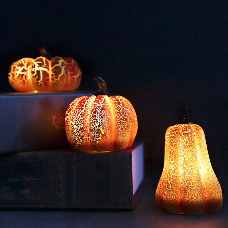 New Halloween Pumpkin Lantern Simulation Pumpkin LED Candle Lamp Resin Luminous Pumpkin 🇨🇳