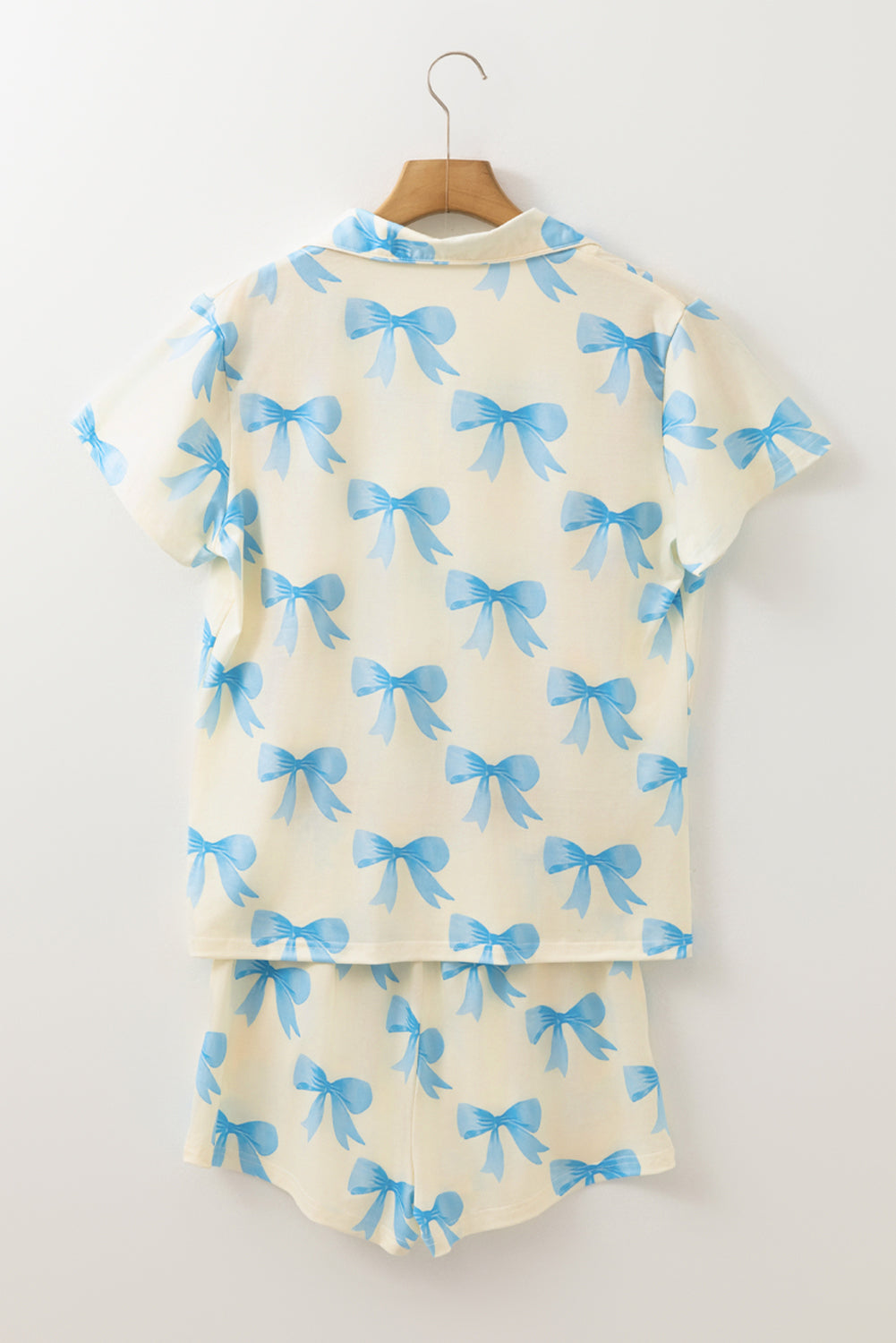 Yellow Bow Printed Short Sleeve Shirt Shorts Pajama Set 🇨🇳