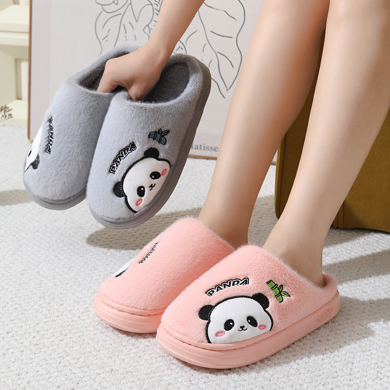 Cute Cartoon Panda Slippers Home Winter Warm Thick-soled Floor Bedroom Slipper House Shoes 🇬🇧