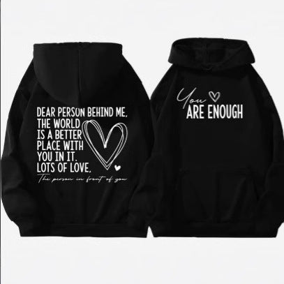 New YOU ARE ENOUGH Lettered Casual Hoodie 🇨🇳