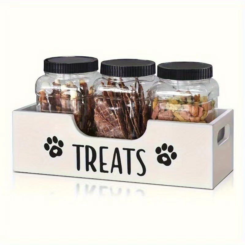 Solid Wood Pet Snack Container Storage Box 🇨🇳