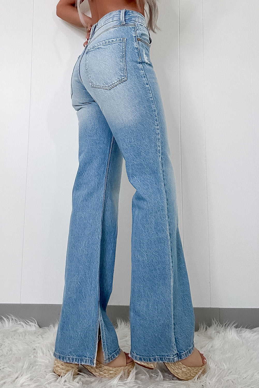 Myosotis High Rise Shift Slit Leg Straight Jeans 🇨🇳