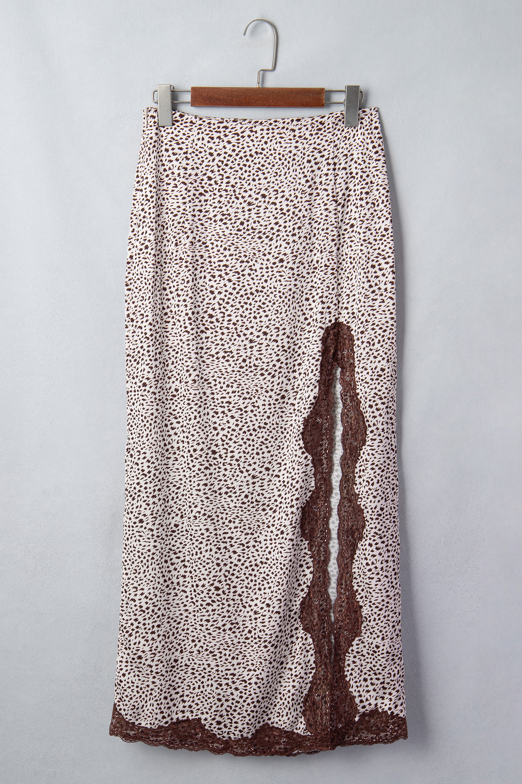 Brown Cheetah Print Trim Split Long Western Skirt 🇺🇸