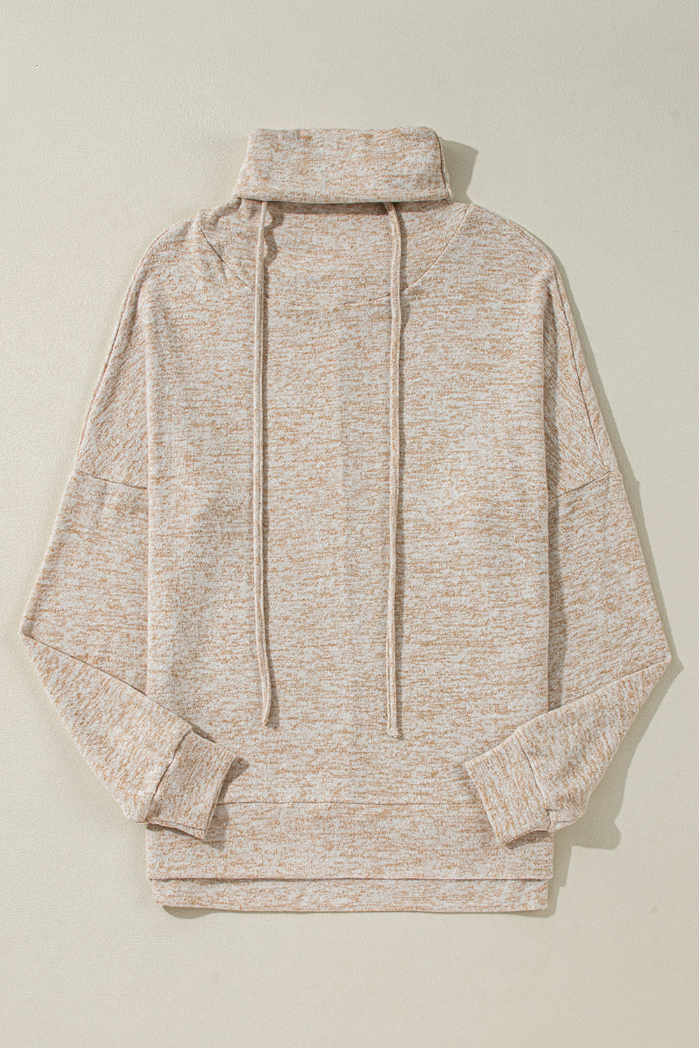 Apricot Drawstring Cowl High Neck Long Sleeve Split Top 🇺🇸