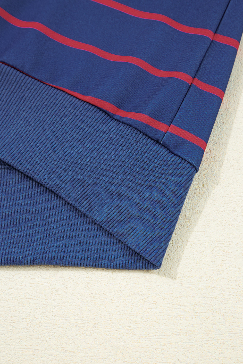 Blue Stripe Stylish Overlap Detail Drop Shoulder Pullover Sweatshirt 🇺🇸