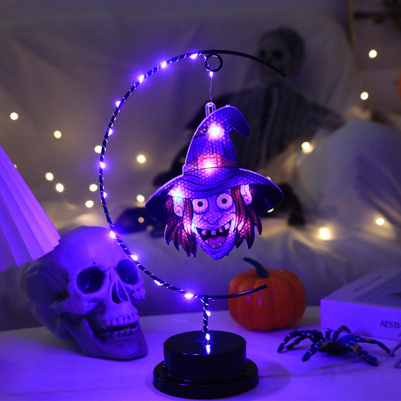 Led Halloween Wrought Iron Witch Modeling Lamp Atmosphere Decorative Lamp 🇨🇳