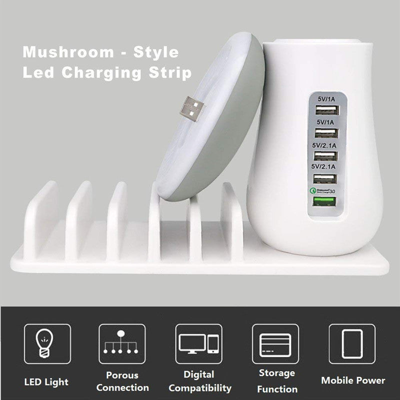 2 In 1 Multifunction Mushroom Lamp LED Lamp Holder USB Charger Home Office Supplies 🇨🇳