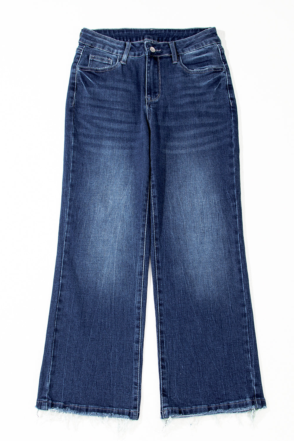 Sail Blue Mineral Wash Raw Hem High Waist Flared Jeans 🇨🇳