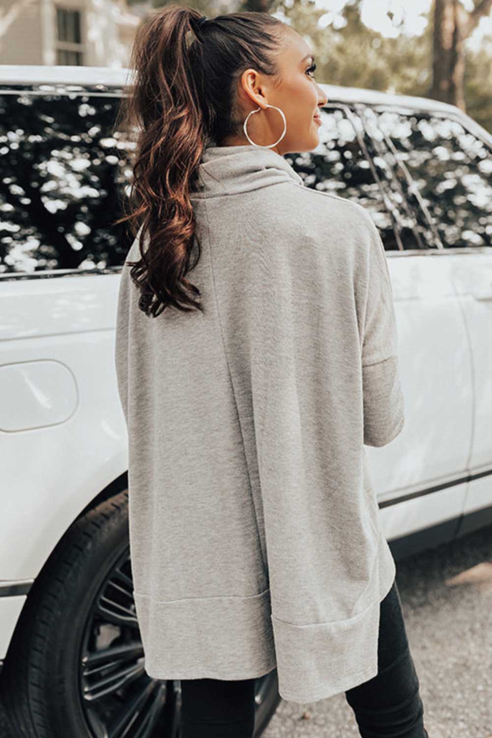 Gray Cowl Neck Shift Tunic Top 🇺🇸